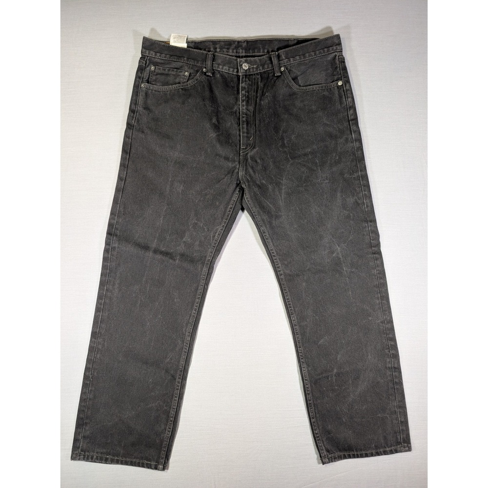 Levis 505 Regular Fit Jeans Mens 40x30 Faded Black Straight Leg Denim